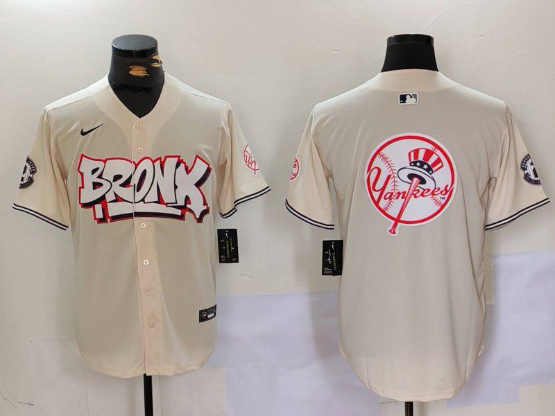 Men New York Yankees Blank Cream joint name 2024 Nike MLB Jersey style 16->new york yankees->MLB Jersey